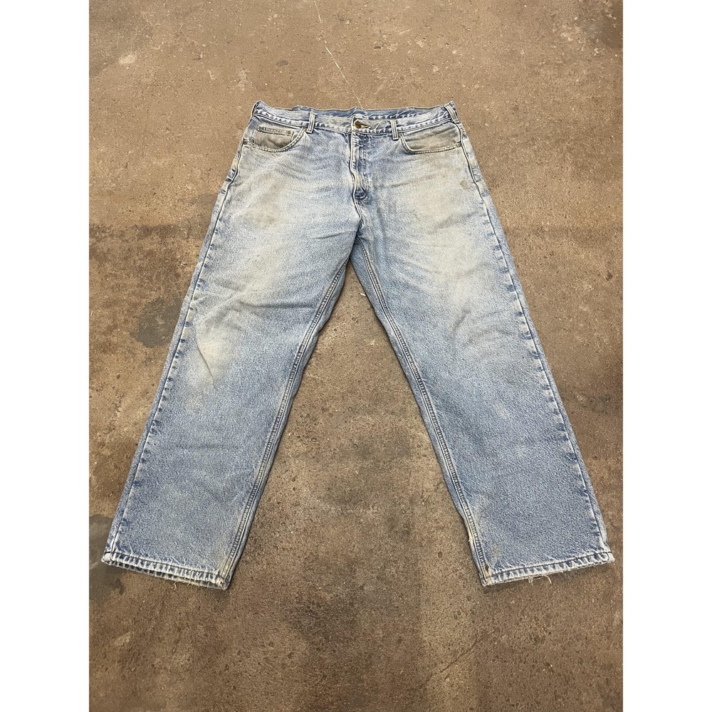 Carhartt Jeans Mens 38x30 Light Blue Relaxed Fit‎ Straight Leg Workwear B172 DST